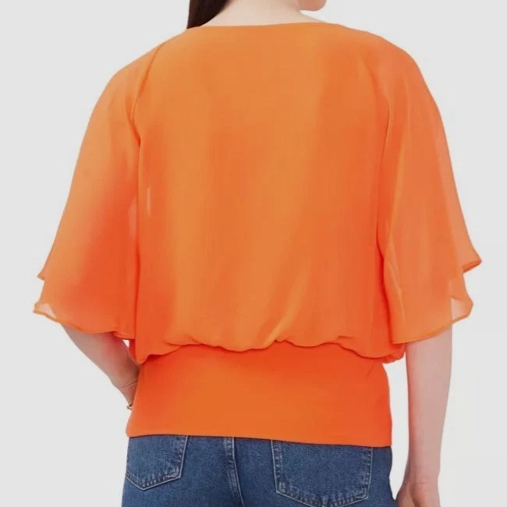 Elegant Orange Women's Blouse - Picture 2 of 3
